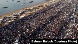 د حق دو په نوم غورځنګ په تېرو کلونو کې په ګوادر کې د خپلو غوښتنو لپاره پراخې مظاهرې کړې دي - د ۲۰۲۱ز کال د ډېسېمبر میاشتې انځور.