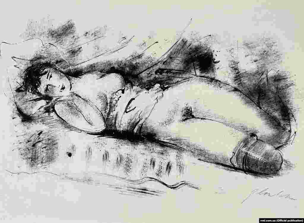 З циклу &laquo;Ню&raquo;, літографія. Його митець створив у 1928 році. У цьому ж році вийшов альбом еротичних літографій, надрукованих на японському папері