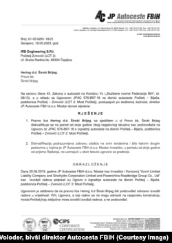 Diskvalifikovana domaća bh kompanija Hering, koja je na projektu bila angažovana kao podizvođač radova sa 15% vrijednosti Ugovora. Maj 2023