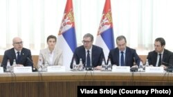 Predsednik Srbije Aleksandar Vučić prisustvuje sednici Vlade u Beogradu, na kojoj je najavio formiranje posebnog tima "koji će se boriti za interese Srbije", 4. april 2024.
