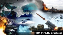 Фотоколлаж: пораженные корабли Черноморского флота РФ и украинский ракетный комплекс «Нептун».