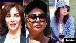 از راست: لیلا بلوکات، آزاده صمدی و افسانه بایگان، سه بازیگر زن مخالف حجاب اجباری که از سوی جمهوری اسلامی به مراجعه به روانپزشک محکوم شدهاند