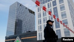 Пошкоджена через удар безпілотника будівля в Москві, 24 липня 2023 року