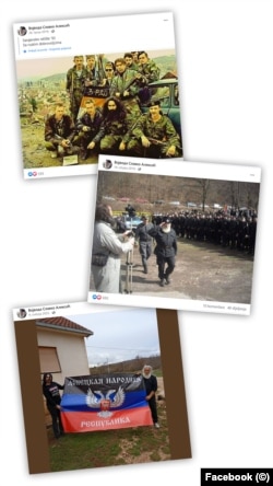Fotografije na Facebook stranici "Vojvoda Slavko Aleksić" prikazuju ruske dobrovoljce na sarajevskom ratištu 1993., postrojavanje Ravnogoraca i vojvodu Aleksića sa zastavom samoproglašene narodne republike Donjeck.