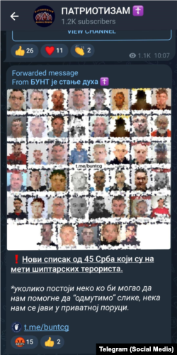 Na fotografiji spisak koji se deli na Telegram kanalima