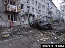 Знищений артобстрілом автомобіль «Вихрик» в районі Бахмуту