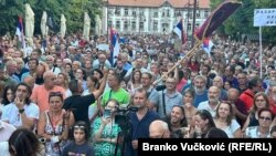 Protest u Aranđelovcu u Srbiji zbog najavljenog projekta ekploatacije litijuma u zapadnoj Srbiji, 29. jula 2024.