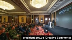 Президент України Володимир Зеленський під час виступу на Міжнародному форумі оборонних індустрій. Київ, 29 вересня 2023 року