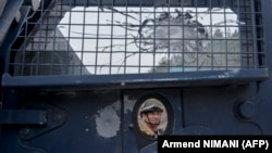 Vozilo Policije Kosova pogođeno mecima u napadu u Banjskoj 24. septembra 2023. na sjeveru zemlje.