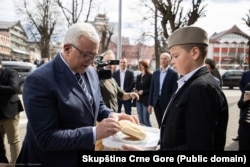 Predsjednik Skupštine Crne Gore Andrija Mandić u Pljevljima, povodom otvaranja Ulice pilota Eldina Hrapovića, mart 2024.