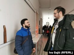 Predstavnici organizacije Studentski front na blokadi Arhitektonskog fakulteta, 28. februar.