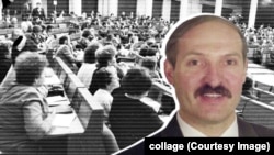 Александр Лукашенко на фоне фотографии парламентариев Беларуси. Иллюстративный коллаж