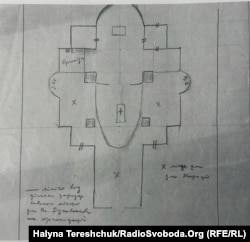 План розташування домовини митрополита Андрея Шептицького у Святоюрському соборі