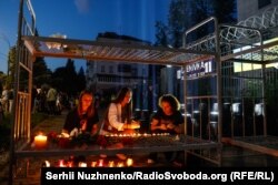 Роковини загибелі українських військовополонених в колонії в Оленівці. Акція із вшанування пам'яті. Київ, 29 липня 2023 року