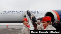 Airbus авиакомпании "Аэрофлот" перед полетом