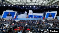 Президент Росії Володимир Путін виступає зі щорічним посланням до Федеральних зборів, Москва, Росія, 29 лютого 2024 року