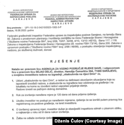 Rješenje federalne inspekcije iz juna prošle godine o rušenju obaloutvrda na lijevoj i desnoj obali rijeke Drine.