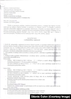 Rješenje Općine Goražde iz 2016. godine o urbanističkoj saglasnosti za izgradnju obaloutvrda na lijevoj i desnoj obali rijeke Drine.