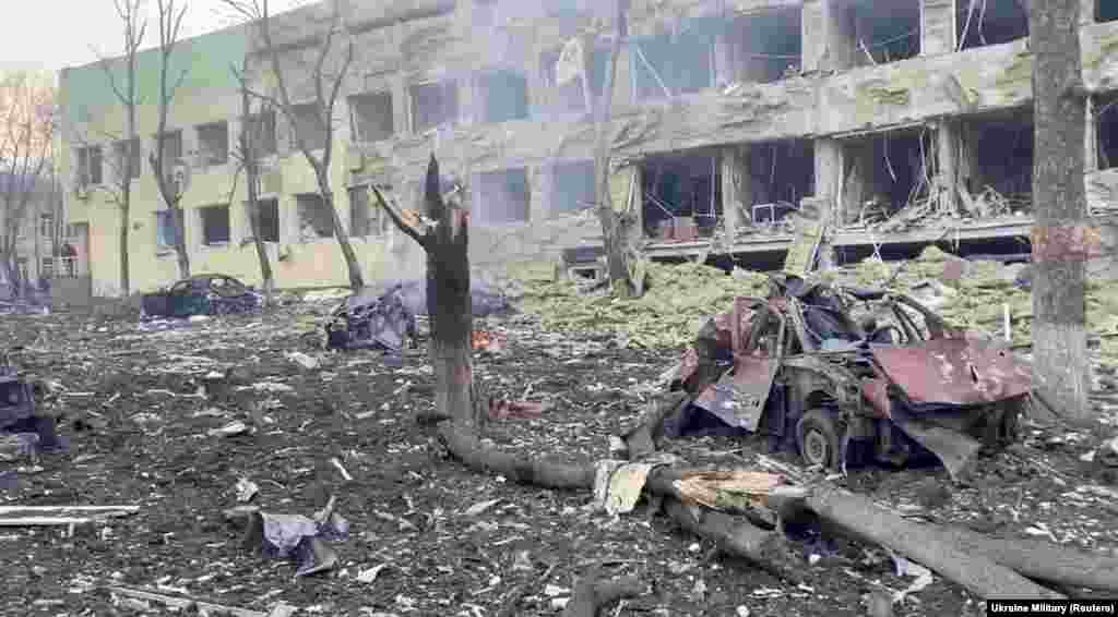 This was the scene outside a Mariupol maternity hospital on March 9, 2022, after a Russian air strike devastated the facility, killing at least four people and leading to one stillbirth. At the time, Mariupol had just been completely encircled by Russian forces and would become the scene of some of the invasion’s most devastating destruction as the invading forces closed in and eventually captured the coastal Ukrainian city.