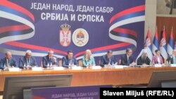 Zajednička sednica Vlade Srbije i Vlade bh. entiteta Republika Srpska tokom trajanja Svesrpskog sabora u Beogradu, 8. juna 2024.
