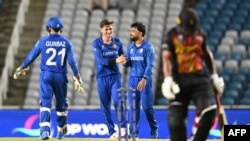 افغان لوبغاړي د پاپوا نیو ګېني د بیټر په سوځولو خوشالي کوي - د جون ۱۴مې انځور.