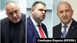 Колаж със снимки на Бойко Борисов, Делян Пеевски, Румен Радев