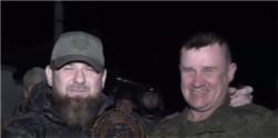 Голова Чечні Рамзан Кадиров та генерал-лейтенант Андрій Мордвічев. Скріншот відеозапису з офіційного телеграм-каналу Рамзана Кадирова