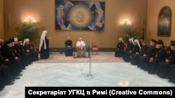 Зустріч із папою Франциском під час Синоду єпископів УГКЦ у Римі. 6 вересня 2023 року