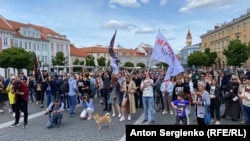 Акция в поддержку Алексея Навального и других политзаключённых в Вильнюсе