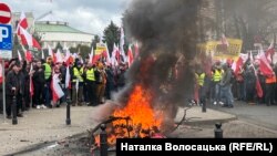 Protest poljoprivrednika Poljske u Varšavi zbog politike EU prema uvozu poljoprivrednih proizvoda iz Ukrajine, mart 2024.