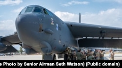 A US B-52H Stratofortress at Mihail Kogalniceanu Air Base, Romania, July 2024