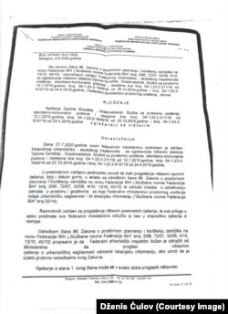 Odluka Federalnog ministarstva prostornog uređenja iz 2020. godine o poništenju urbanističke saglasnosti za izgradnju obaloutvrda na rijeci Drini.