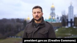 Президент України Володимир Зеленський під час відеозвернення з нагоди Дня пам'яті жертв голодоморів в Україні. Київ, листопад 2023 року