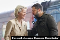 Урсула фон дер Ляєн і Володимир Зеленський. Київ, Україна. 24 лютого 2024 року