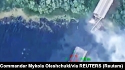 Зруйнований міст через річку Сейм у Глушковському районі Курської області, серпень 2024 року