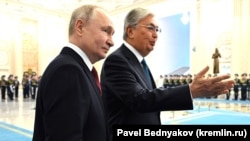 Президент России Владимир Путин и президент Казахстана Касым-Жомарт Токаев. Астана, 9 ноября 2023 года