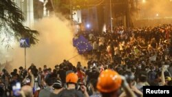 Мітинг на знак протесту проти законопроєкту про «іноземних агентів», Тбілісі, Грузія, 1 травня 2024 року