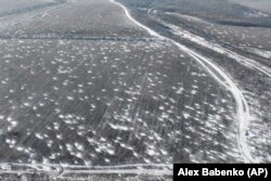 Поле у кратерах від снарядів під Бахмутом, листопад 2023 року