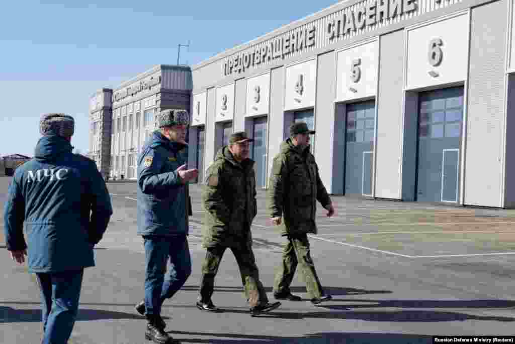 On March 6, 2023, the Kremlin released photos of Russian Defense Minister Sergei Shoigu reportedly touring a medical center built by the Russian military in Mariupol, as the rest of the city remains largely in ruins. The date of Shoigu's visit was not specified.