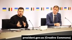 Президент України Володимир Зеленський і прем’єр-міністр Бельгії Александр Де Кроо (праворуч). Брюссель, 11 жовтня 2023 року