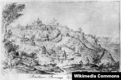 Києво-Печерська лавра в середині XVII століття, малюнок Абрахама ван Вестерфельда