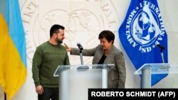 Президент України Володимир Зеленський і директор Міжнародного валютного фонду (МВФ) Крісталіна Георгієва. Вашингтоні, 11 грудня 2023 року (фото ілюстративне)