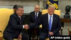 Во время встречи президента США Дональда Трампа и президента Узбекистана Шавката Мирзиёева