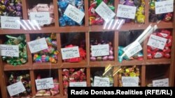 Конфеты и цены на них (в рублях) в супермаркете Донецка этой осенью