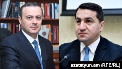 Армен Григорян, секретар Рад безпеки Вірменії та Хікмат Гаджиєв, помічник президента Азербайджану (фото комбіноване)