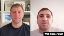 Руководитель проекта Gulagu.net Владимир Осечкин (слева) и Эмран Наврузбеков (справа). Скриншот совместного эфира на ютуб-канале Gulagu.net