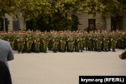 Построение мобилизованных в армию России. Севастополь, сентябрь 2022 года