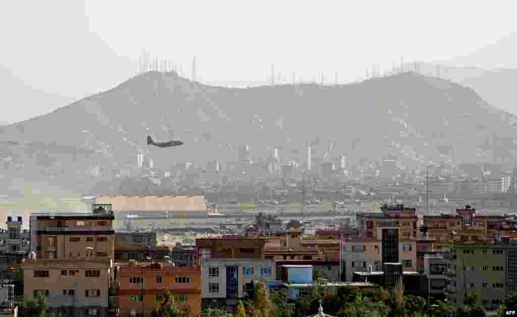 A military aircraft takes off from Kabul airport on August 27. The final evacuation of remaining U.S. troops in Kabul is scheduled to end on August 31.  