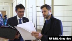 Журналіст Максим Савчук та голова фінансового комітету Верховної Ради і депутат від «Слуги народу» Данило Гетманцев