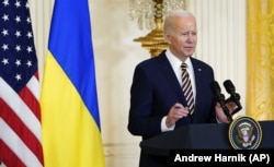 Президент США Джо Байден на спільній пресконференції із президентом України Володимиром Зеленським у Білому домі. Вашингтон, 21 грудня 2022 року